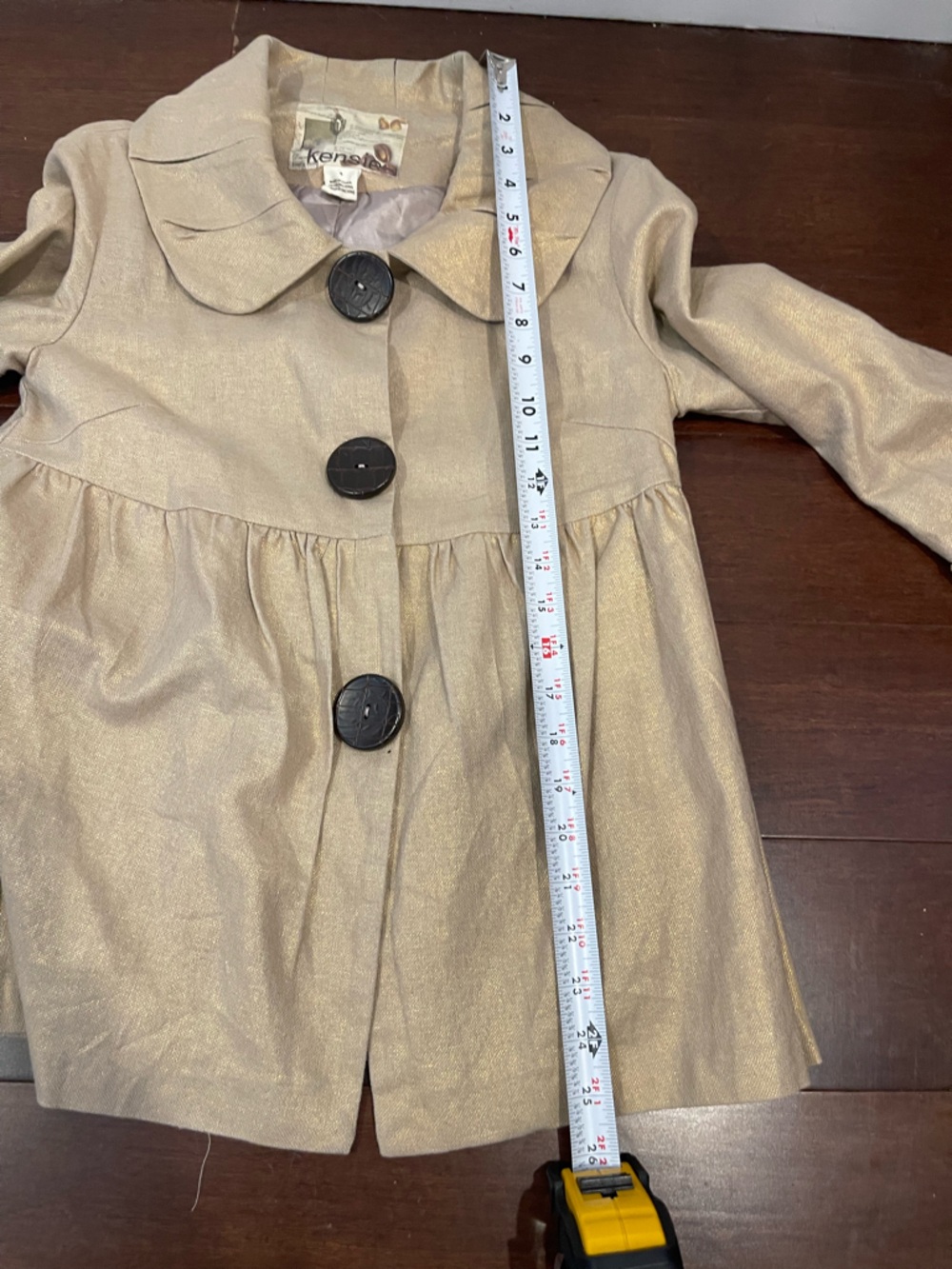 kensie 60s style gold/beige jacket/blazer with large buttons and round color 4 - Picture 3 of 9